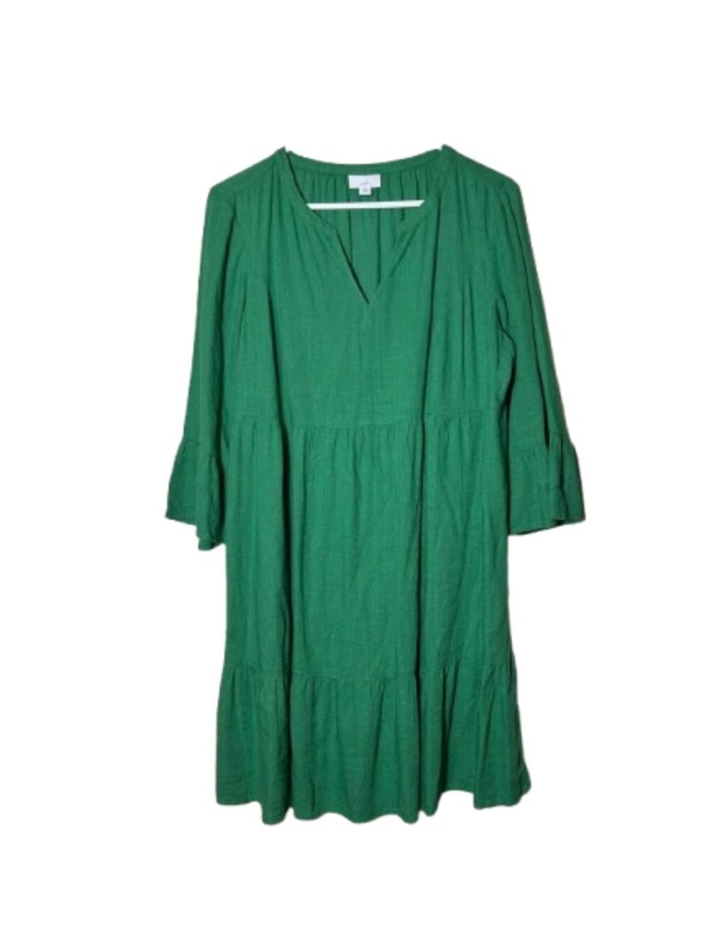 J. Jill Jardin green linen blend tiered dress womens M petite
